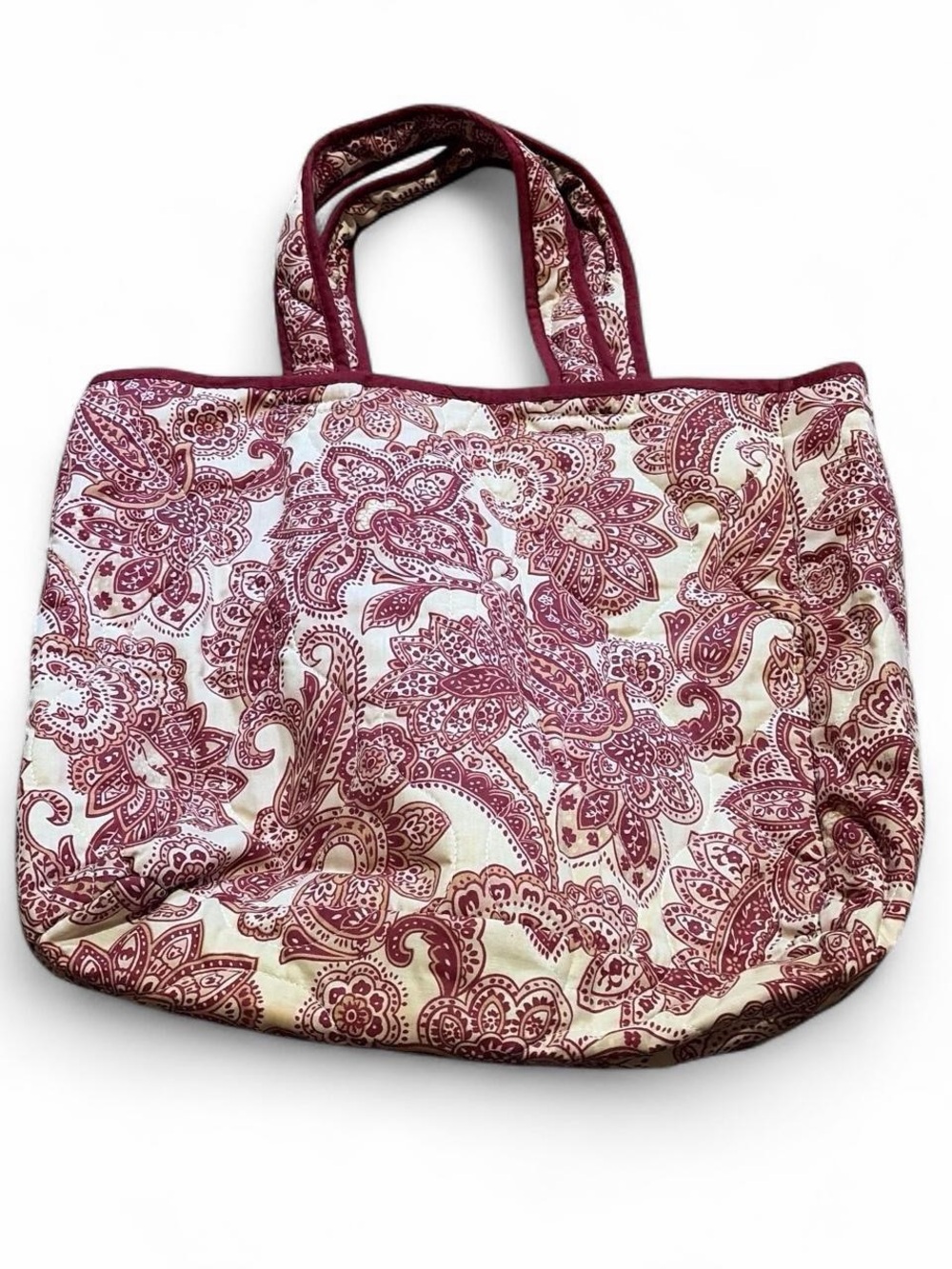 Maroon Paisley Canvas Tote Bag - Women